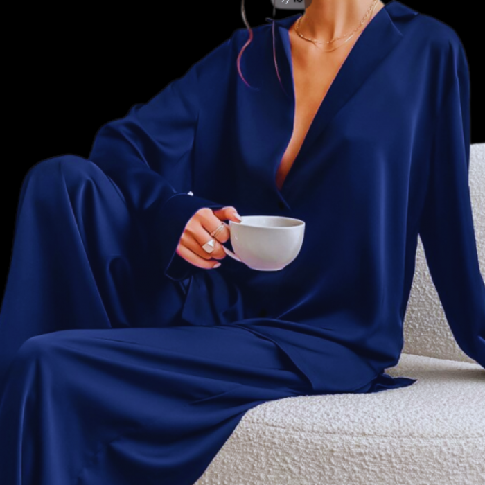 Pijama de dama satinata lejera albastru royal ''SERENA'' [1]