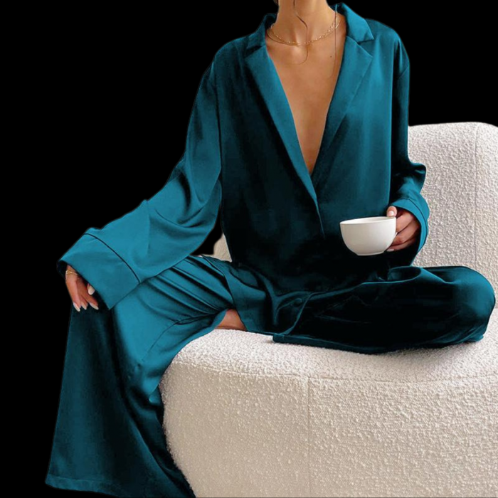 Pijama de dama satinata verde smarald ''SERENA'' [1]