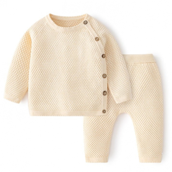 Set tricotat pentru copii din bumbac crem HAPPY [1]