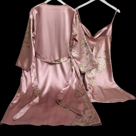 Pijamale satinate de dama roz [1]