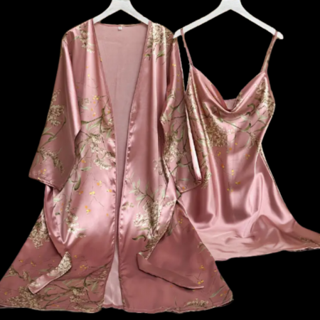 NIGHT WEAR - Pijamale satinate de dama roz