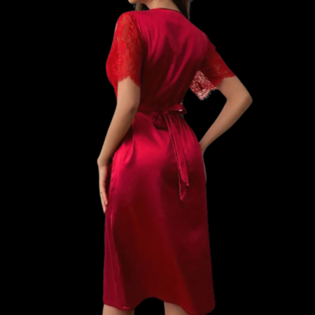 Neglijeu rosu fuchsia cu detalii dantela BELLA [2]