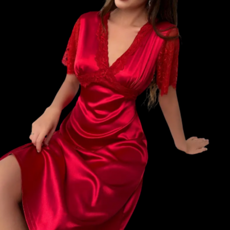 Neglijeu rosu fuchsia cu detalii dantela BELLA [1]