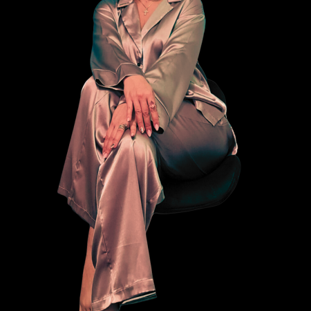 NIGHT WEAR - Pijama de dama satinata lejera nude cafeniu ''SERENA''