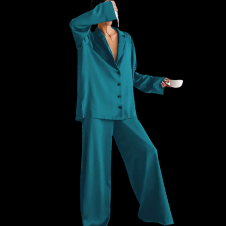 Pijama de dama satinata verde smarald ''SERENA'' [1]