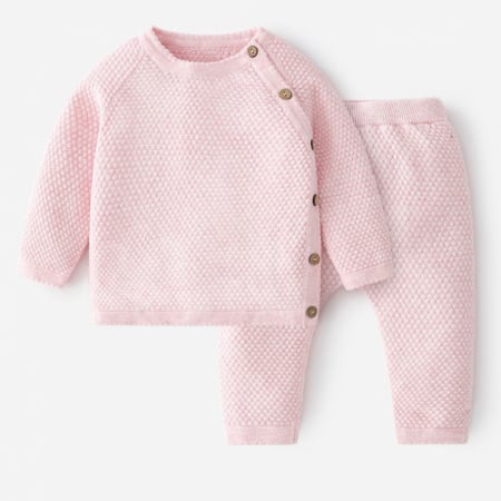 DIVA KIDS - Set tricotat pentru copii din bumbac roz HAPPY