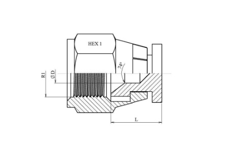 COMPONENTE INDUSTRIALE - Capac unf cu piulita olandeza cu etansare pe con de 74 grade (variante multiple)