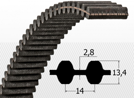 cauciuc dublu dintate pas metric - Curea D-STD14M 1400 (z=100) Bando