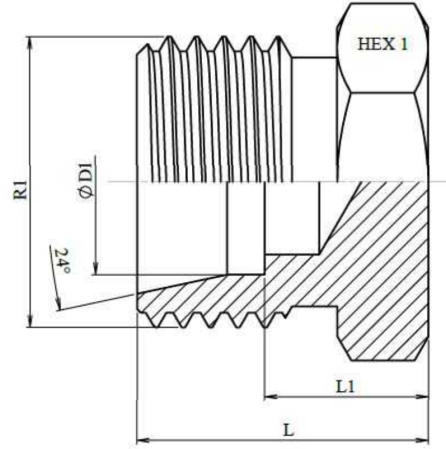 Dop cu cap hexagonal etansare pe con 24 garde (variante multiple) [1]