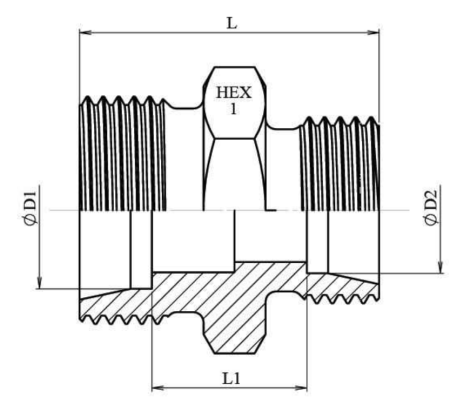 Fiting drept de tranzitie cu filet exterior metric metric (variante multiple) [1]