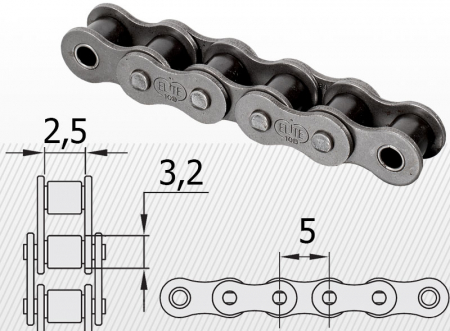 COMPONENTE INDUSTRIALE - Lant iso cu role seria B 03B (variante multiple)