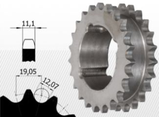roti de lant duplex simplex cu bucsa conica - Roata de lant 12B Z15 BC1610, pt doua lanturi simple