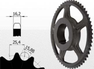 roti de lant din fonta cu bucsa conica - Roata de lant 16B-2 Z=38 BC3030, fonta
