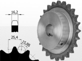 COMPONENTE INDUSTRIALE - Roata de lant 16B-1 Z=15 D=35H7 + canal pana, dantura calita