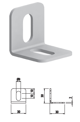 profiluri din aluminiu - Unghi de prindere INOX 30x30 084.305.016