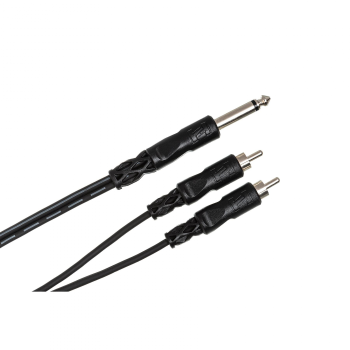 Hosa CYR-101 - Cablu Y Jack 6.35mm Tata Mono la 2 x RCA Tata - 1m, Negru [2]