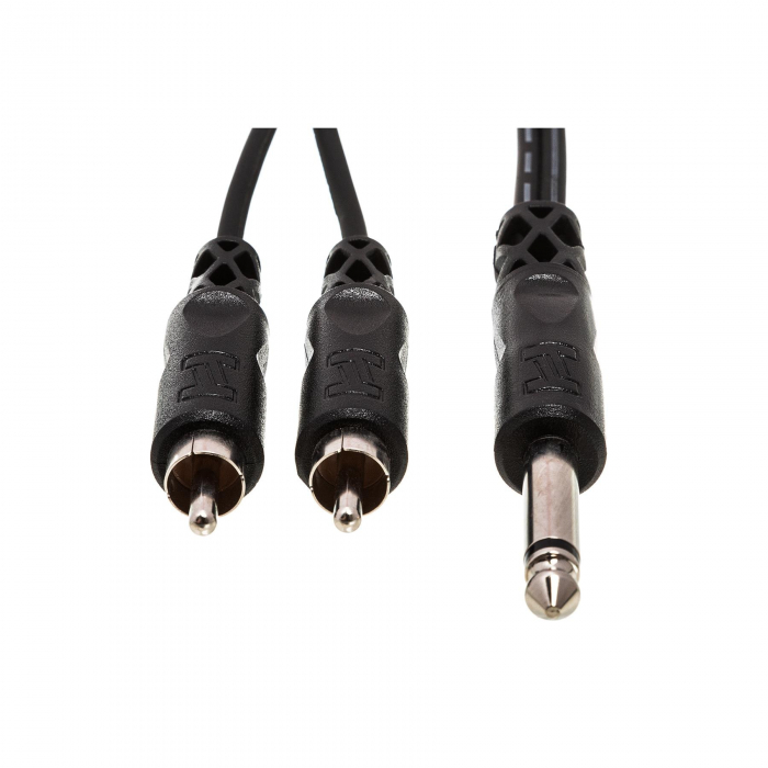 Hosa CYR-101 - Cablu Y Jack 6.35mm Tata Mono la 2 x RCA Tata - 1m, Negru [3]
