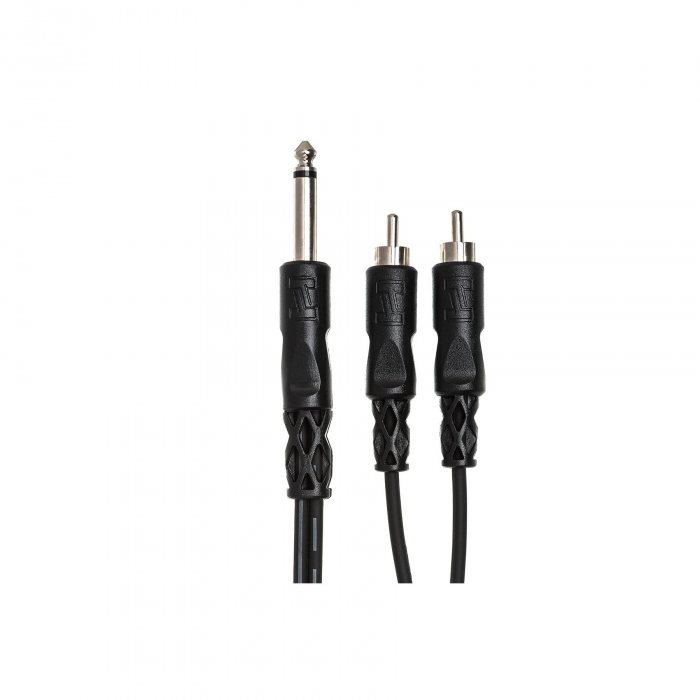 Hosa CYR-101 - Cablu Y Jack 6.35mm Tata Mono la 2 x RCA Tata - 1m, Negru [4]