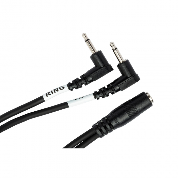 Hosa YMM-492 - Air Travel Headphone Adapter, Jack 3.5mm Mama Stereo la 2 x Jack 3.5mm Tata Mono 90 grade [2]