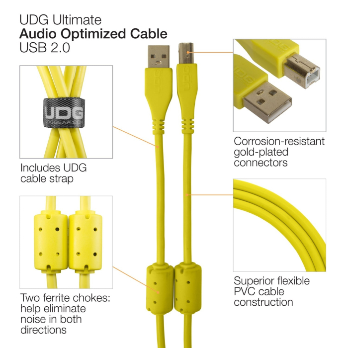 UDG Ultimate 3m Cable USB 2.0 Yellow Angled [4]