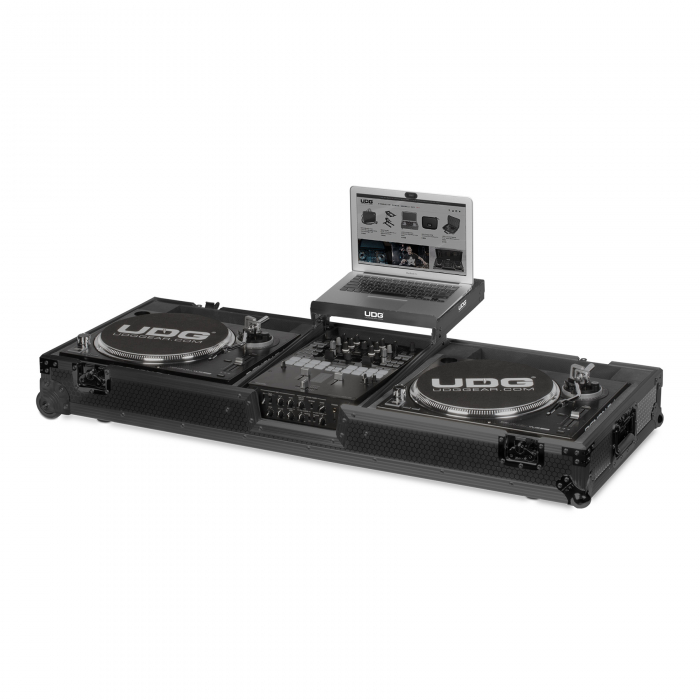 UDG Ultimate Flight Case Set PLX9/SL1200 Black MK2 Plus (Laptop Shelf + Wheels) [2]