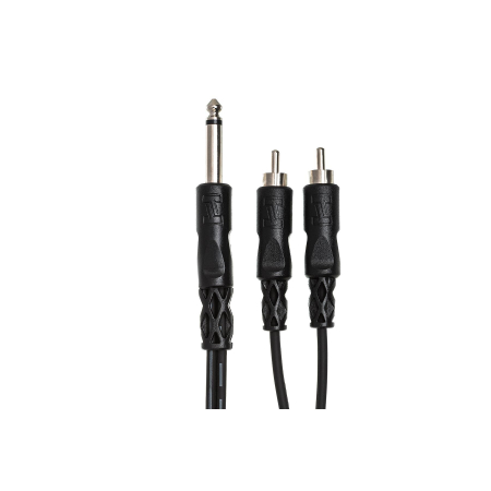 Hosa CYR-102 - Cablu Y Jack 6.3mm Tata Mono la 2 x RCA Tata - 2m, Negru [2]