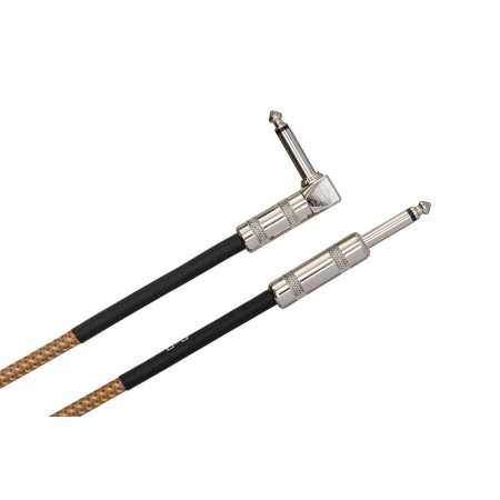 Hosa GTR-518R - Cablu de chitara, Jack 6.35mm Tata Mono 90 grade la Jack 6.35mm Tata Mono, 5.5m, Tweed [1]