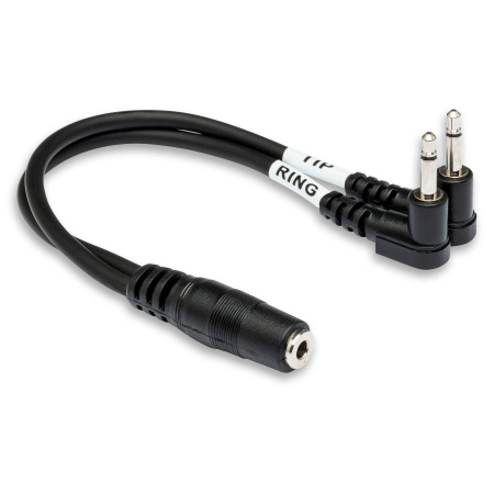 Adaptoare - Hosa YMM-492 - Air Travel Headphone Adapter, Jack 3.5mm Mama Stereo la 2 x Jack 3.5mm Tata Mono 90 grade