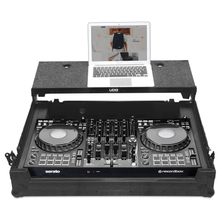 Flightcases - UDG Ultimate Flight Case Pioneer DDJ-FLX10 Black Plus (Laptop Shelf + Wheels)