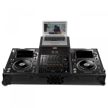 Flightcases - UDG Ultimate Flight Case Pioneer DJ CDJ-3000/A9 Black Plus (Laptop Shelf + Wheels)