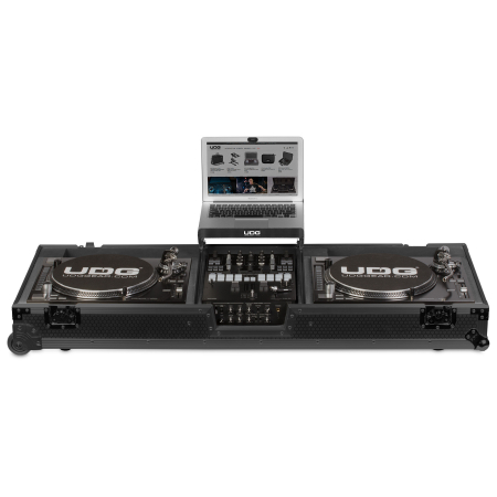 Genti / Case - UDG Ultimate Flight Case Set PLX9/SL1200 Black MK2 Plus (Laptop Shelf + Wheels)