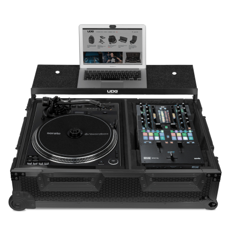 Flightcases - UDG Ultimate Flight Case Single Turntable Battle PLX-CRSS12 & 10"/12" Mixer Black Plus (L,T&W)