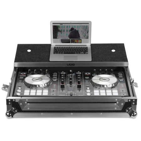 EOL - UDG Ultimate Flight Case Pioneer DJ DDJ-RR/SR2 Silver Plus (Laptop Shelf)