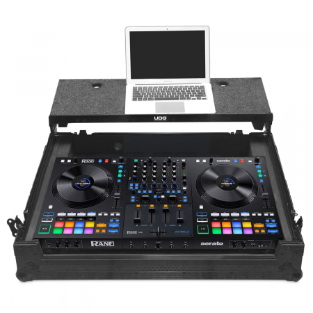 Genti / Case - UDG Ultimate Flight Case Rane Four / Performer Black Plus (Laptop Shelf + Wheels)