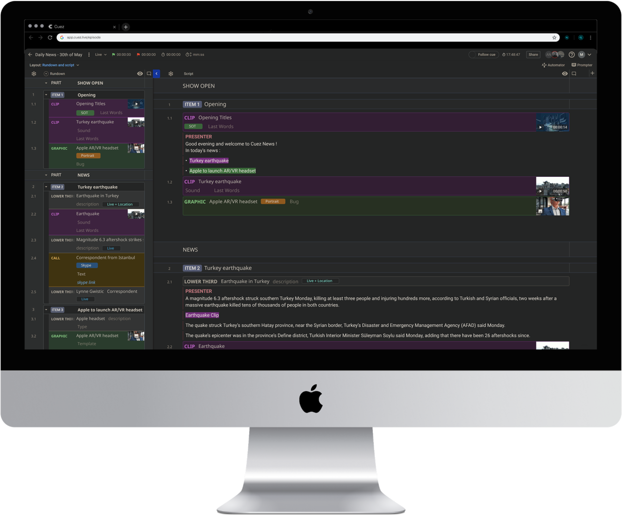 Cuez Rundown | Software pentru productie live [2]
