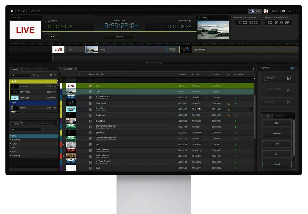 Control de emisie TV - wTVision ChannelMaker | Playout Automation