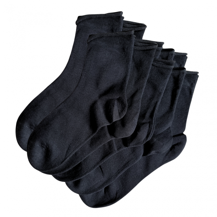 SET 20 PERECHI SOSETE BUMBAC FARA ELASTIC - DAMA - NEGRE [1]
