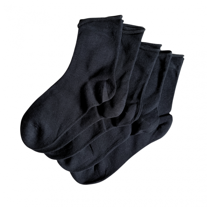 SET 5 PERECHI SOSETE BUMBAC FARA ELASTIC - DAMA - NEGRE [1]