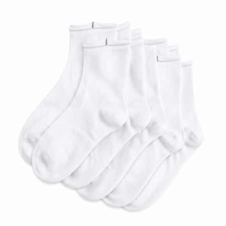 SOSETE DAMA - SET 5 PERECHI SOSETE BUMBAC FARA ELASTIC - DAMA - ALBE