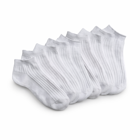 SOSETE DAMA - SET 5 PERECHI SOSETE BUMBAC SCURTE ALBE - DAMA