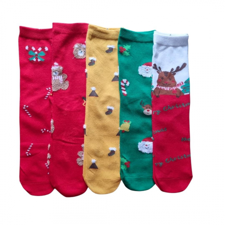 SOSETE CRACIUN - SET 5 PERECHI SOSETE - MOTIVE CRACIUN - DAMA