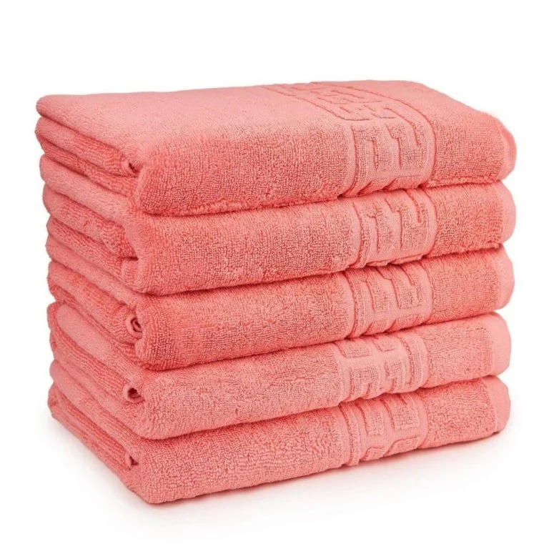 SET 5 Prosoape 100% Bumbac - Set 5 prosoape din bumbac 100% pakistanez, model grecesc, Corai , 50x90 cm sau 70x130 cm