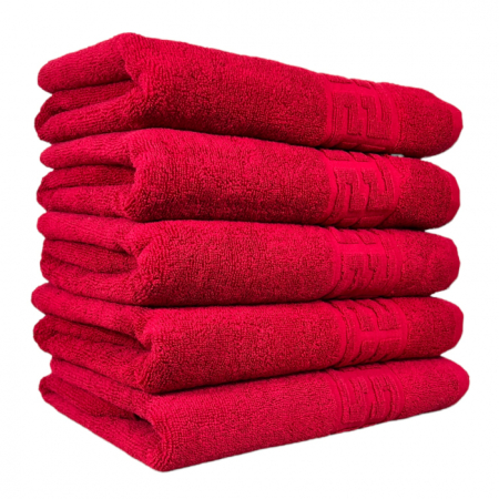 Prosoape Baie 100% Bumbac - Set 5 prosoape din bumbac 100% pakistanez, model grecesc, Rosu , 50x90 cm sau 70x130 cm