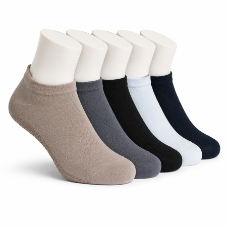 SOSETE DIN BAMBUS - SOSETE BAMBUS SCURTE PENTRU BARBATI - TALPA ANTI-ALUNECARE - MULTICOLOR - SET 10 PERECHI