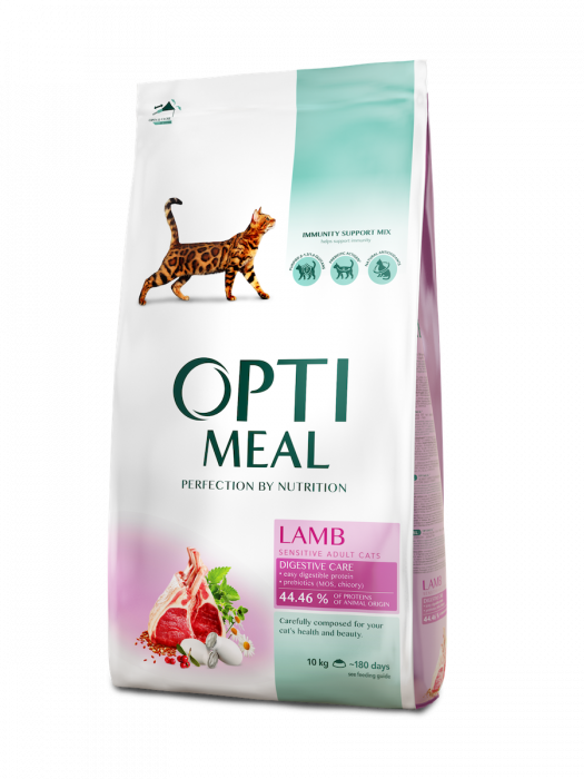 OPTIMEAL™. Hrana uscata completă pentru pisici adulte cu o digestie sensibila – miel [2]