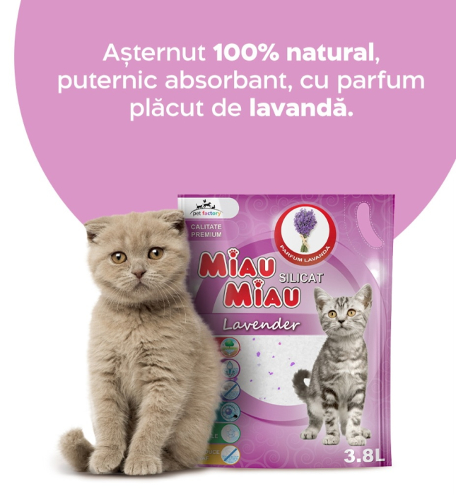 Asternut Igienic Silicat Miau Miau Lavanda, 3.8 litri [2]