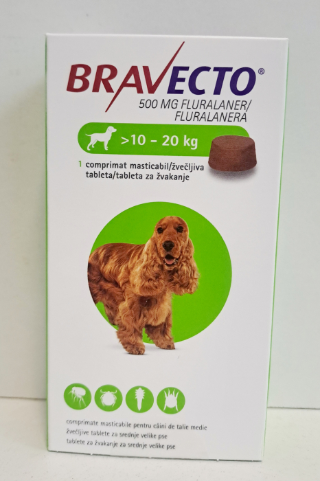 Bravecto 500 mg, tablete masticabile pentru cainii de talie medie (> 10-20 kg) [2]
