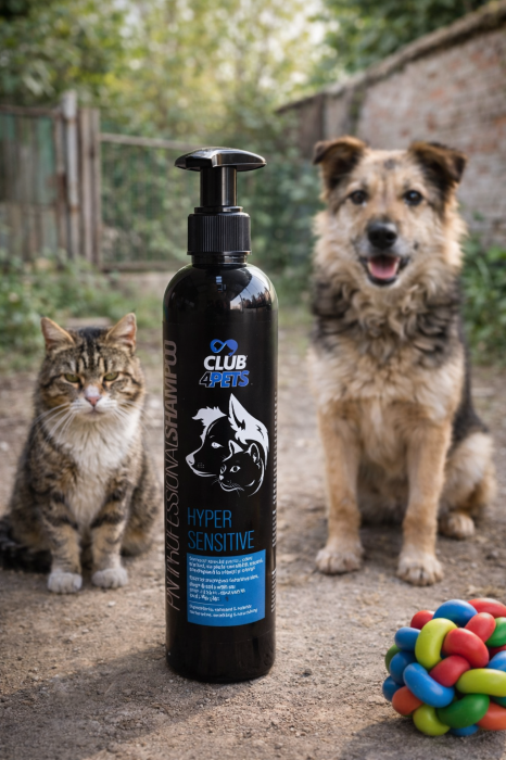 CLUB4PETS Sampon profesional HYPERSENSITIVE pentru caini si pisici, cu piele uscata, predispusa la iritatii si alergii, 250 ML [7]