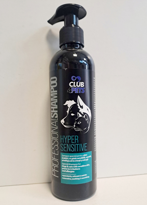 CLUB4PETS Sampon profesional HYPERSENSITIVE pentru caini si pisici, cu piele uscata, predispusa la iritatii si alergii, 250 ML [4]