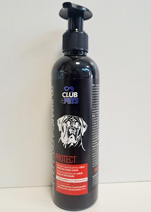 CLUB4PETS Sampon profesional PROTECT pentru caini adulti de toate rasele, cu CLORHEXIDINA - efect antibacterian si bacteriostatic, 250 ML [4]